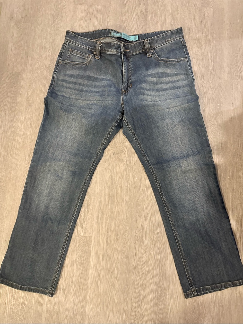 Mens Rock and Roll Denim Revolver Straight Slim Leg Jeans 38x30 Blue Medium Wash